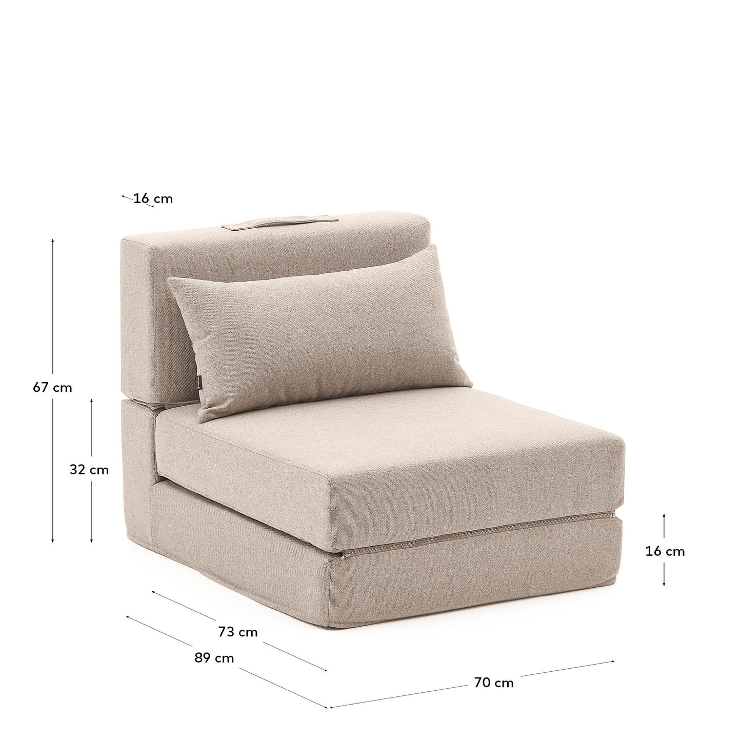 Pouf letto convertibile Arty beige 70 x 89 (200) cm