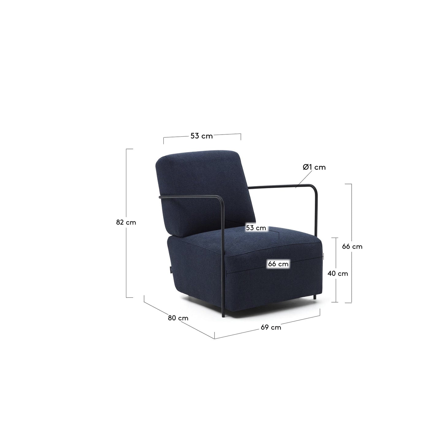 Poltrona Gamer blu e finitura in metallo verniciato nero