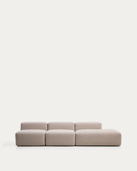 Divano Blok 3 posti con terminale destro in ciniglia beige 325 cm FSC Mix Credit