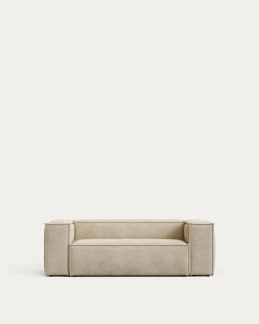 Divano Blok 2 posti in velluto a coste spesso color naturale 210 cm