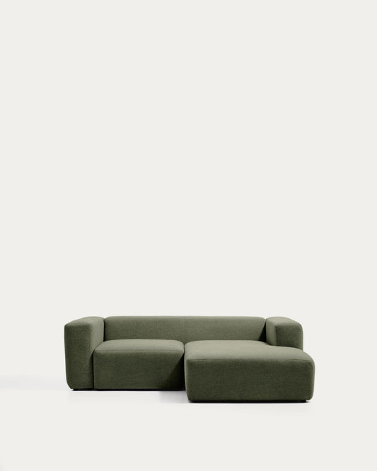 Divano Blok 2 posti in ciniglia verde muschio con chaise longue destra 240 cm FSC Mix Credit