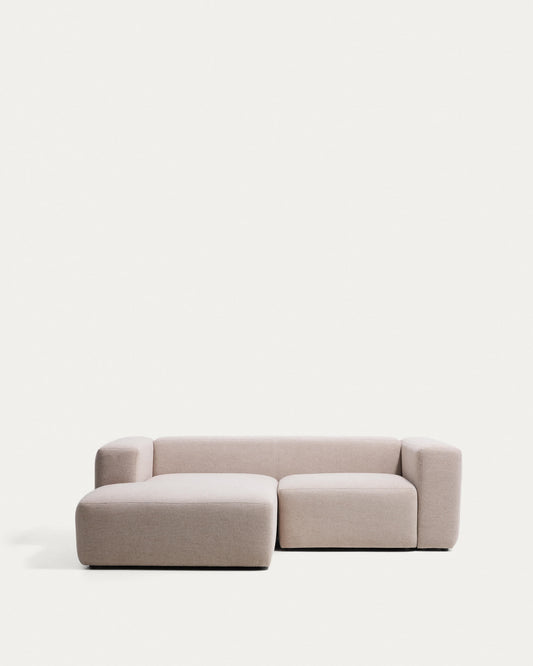 Divano Blok 2 posti in ciniglia beige con chaise longue sinistra 240 cm FSC Mix Credit