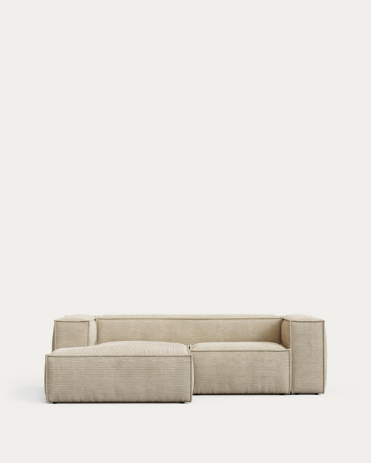 Divano Blok 2 posti ignifugo chaise longue sinistra in velluto a coste spesso écru 240 cm FSC Mix Credit