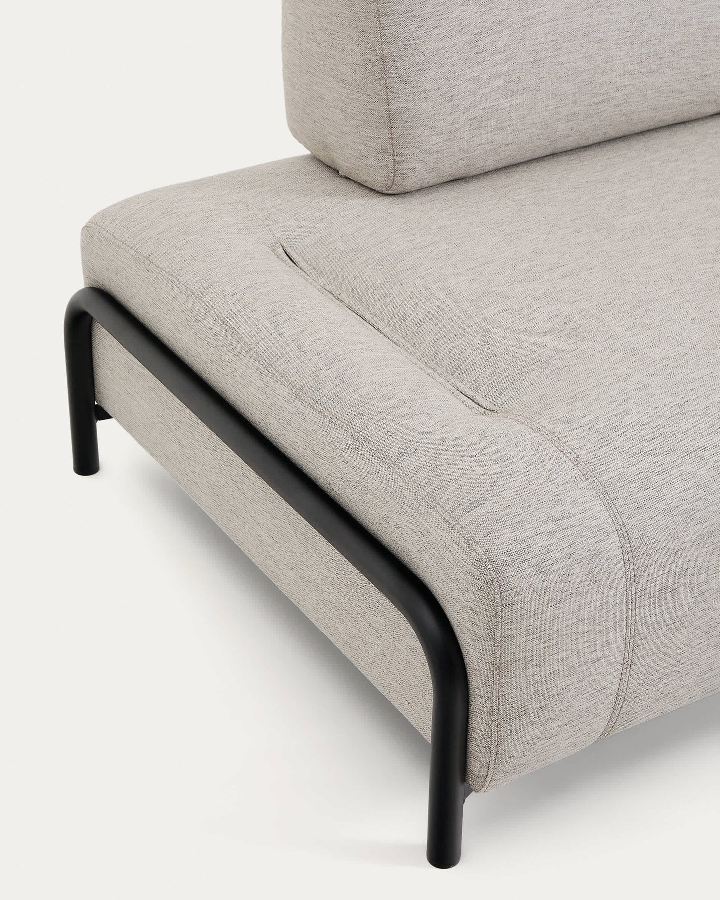 Modulo Compo 2 posti beige grigiastro con struttura metallica nera 200 cm