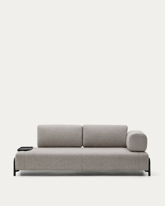 Divano Compo 3 posti beige grigio con vassoio piccolo 232 cm