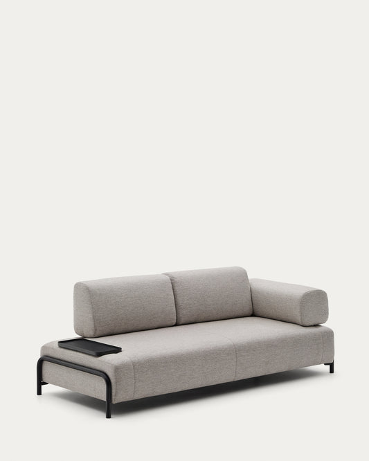 Divano Compo 3 posti beige grigio con vassoio piccolo 232 cm