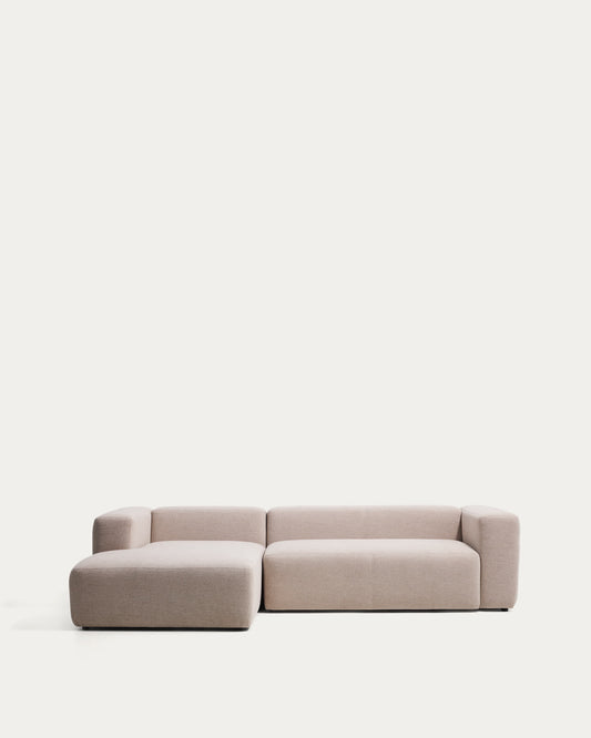 Divano Blok 3 posti in ciniglia beige con chaise longue sinistra 300 cm FSC Mix Credit
