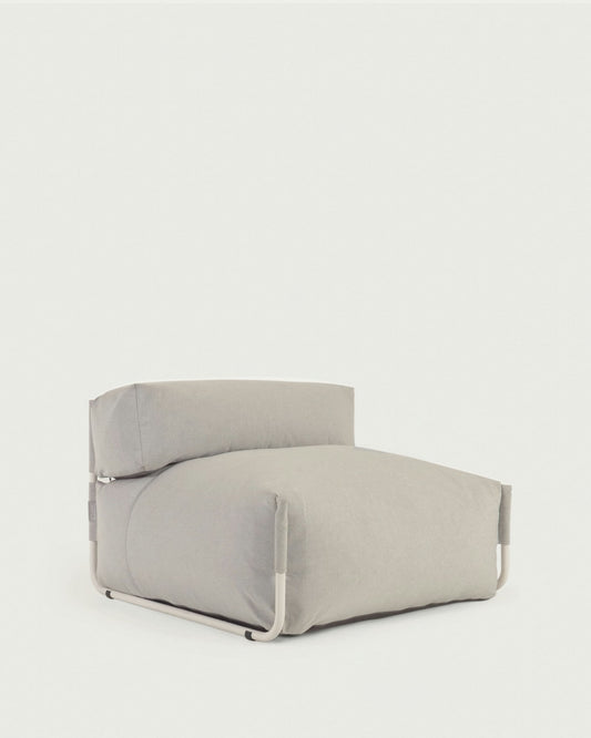 Pouf divano modulare con schienale Square grigio chiaro e alluminio bianco 101 x 101cm