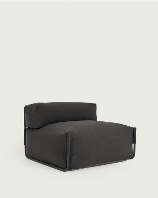 Pouf divano modulare con schienale Square grigio scuro e alluminio nero 101 x 101cm