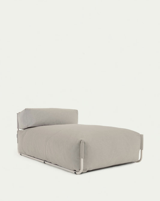 Pouf divano modulare longue schienale Square grigio chiaro e alluminio bianco 165 x 101 cm