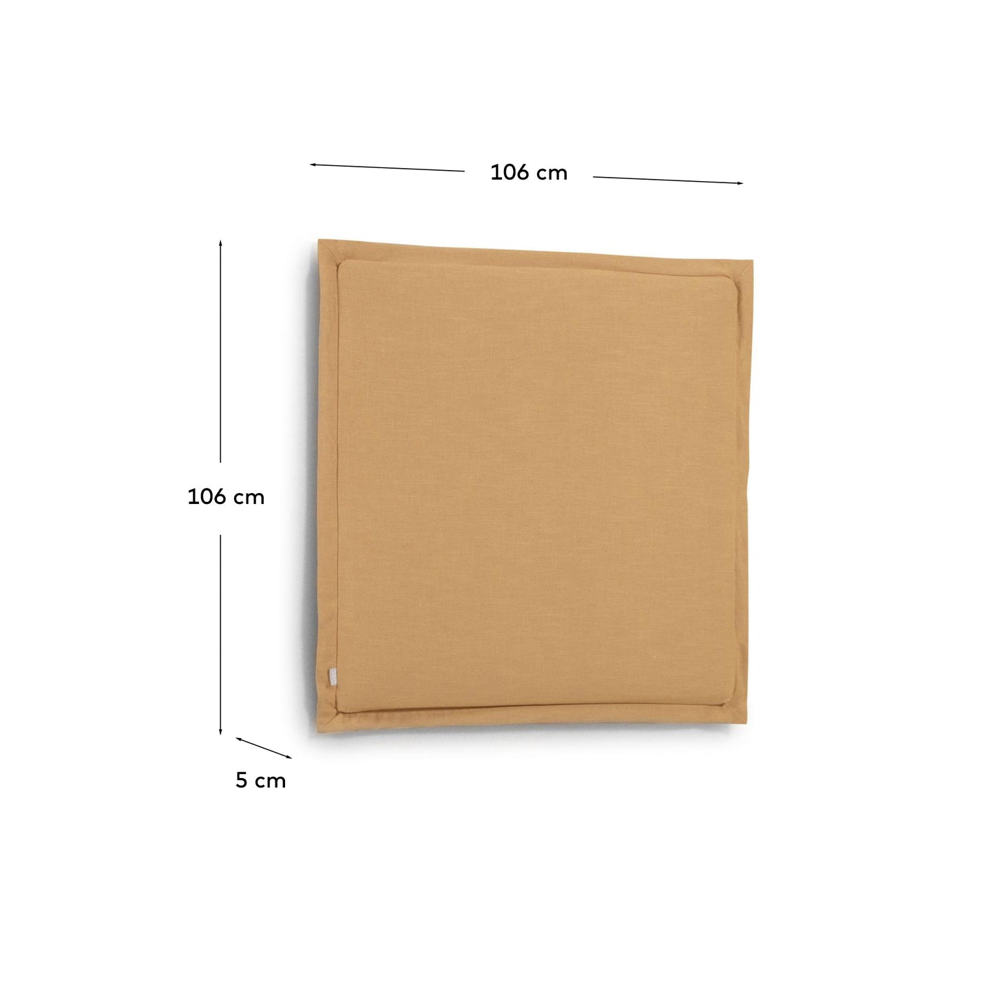 Testiera sfoderabile Tanit in lino senape per letto da 90 cm