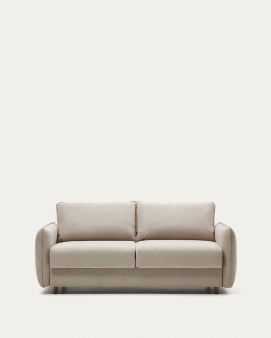 Divano letto Carlota 2 posti in ciniglia beige 185 cm