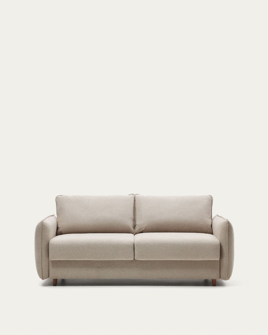 Divano letto Carlota 2 posti in ciniglia beige 185 cm