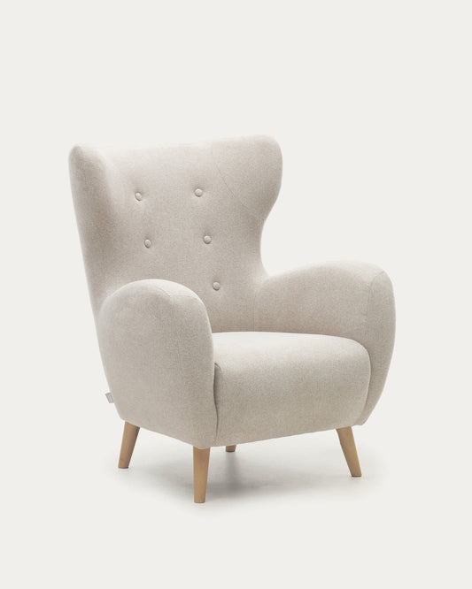 Poltrona Patio beige e gambe in legno massello di faggio