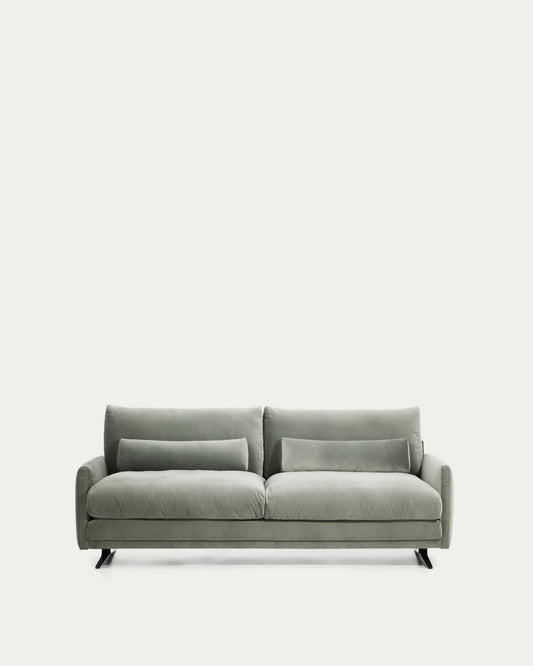 Divano Veliro 2 posti in velluto verde con gambe in acciaio finitura nera 210 cm FSC Mix Credit