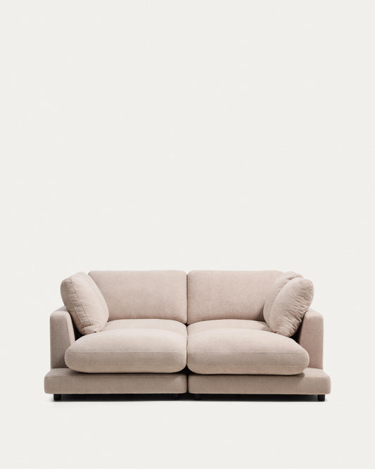 Divano Gala 3 posti in micro bouclé con chaise longue doppia beige FSC Mix Credit, 210 cm