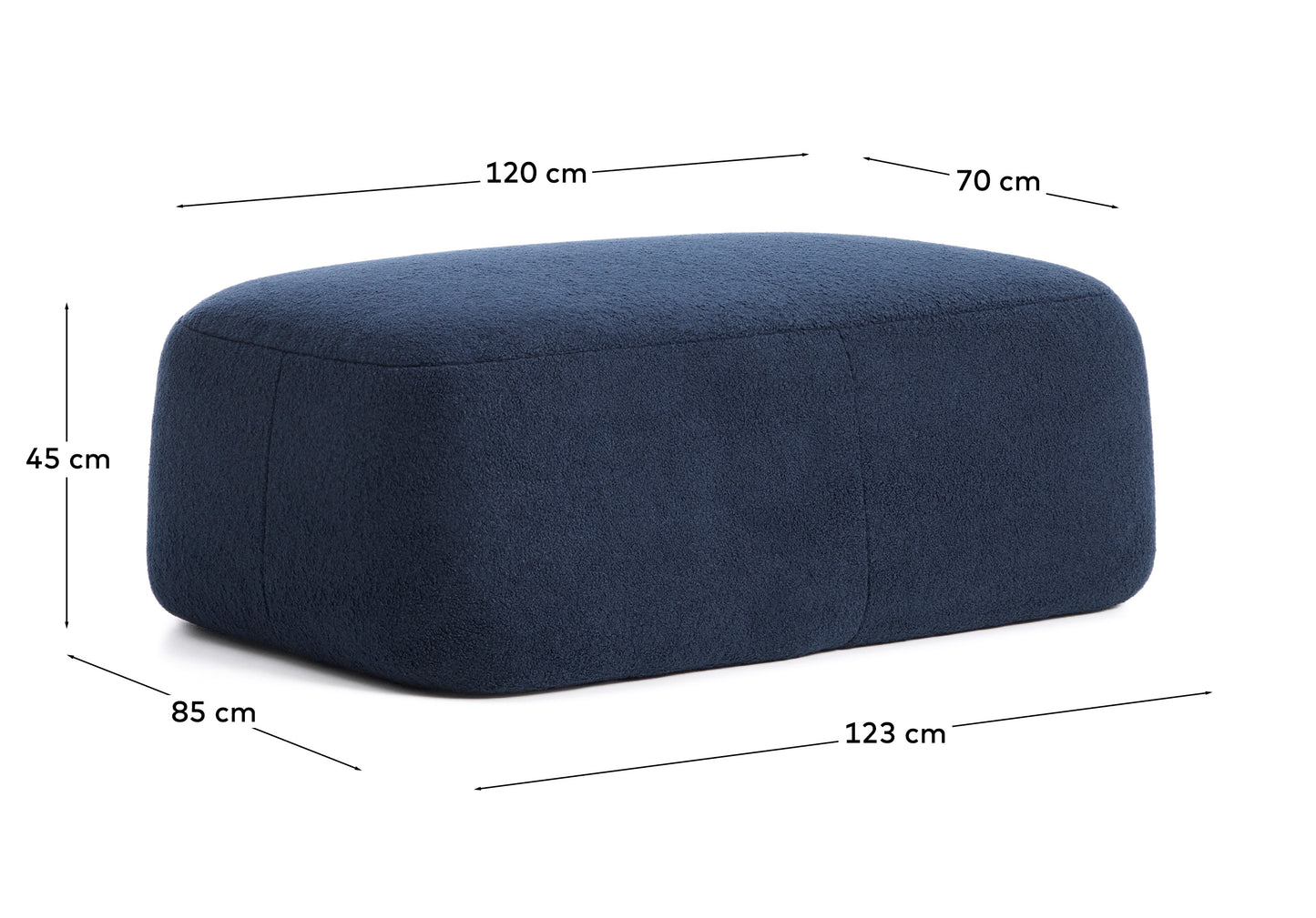 Poggiapiedi Martina in bouclé blu navy 123 x 85 cm