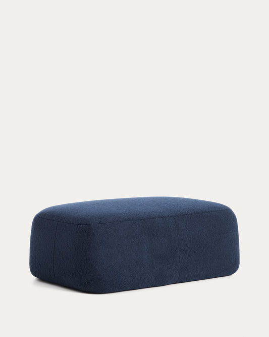 Poggiapiedi Martina in bouclé blu navy 123 x 85 cm