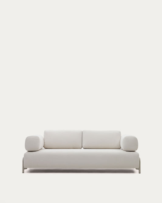 Divano Compo 3 posti in ciniglia beige e telaio metallico beige 232 cm