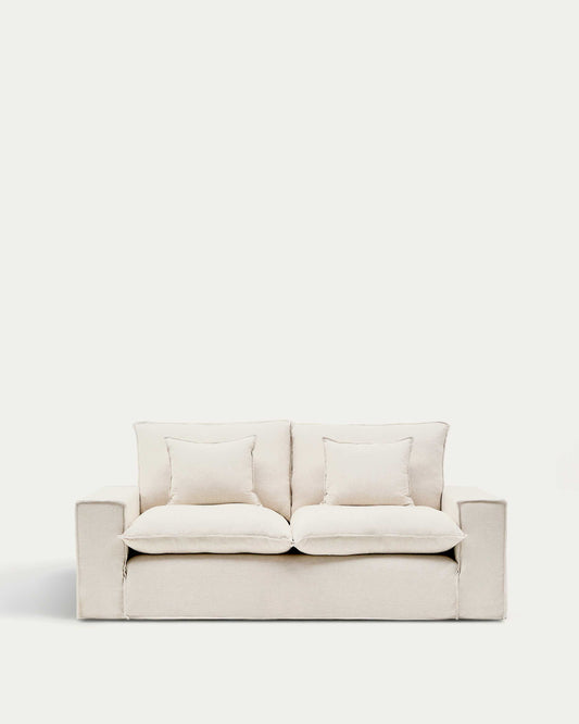 Divano sfoderabile Anarela 2 posti in lino e viscosa beige 220 cm FSC Mix Credit