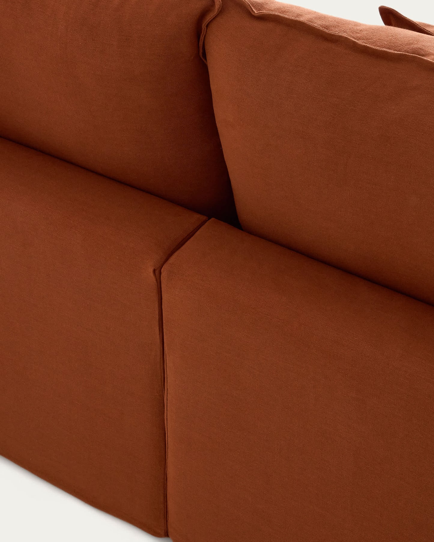 Divano angolare modulare sfoderabile Anarela 6 posti in 100% lino terracotta 347 x 307 cm FSC Mix Credit
