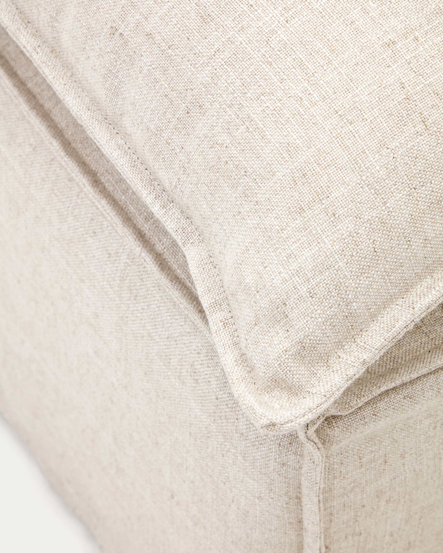 Pouf sfoderabile Anarela con cuscino di lino beige 80 X 80 cm