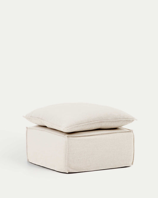 Pouf sfoderabile Anarela con cuscino di lino beige 80 X 80 cm