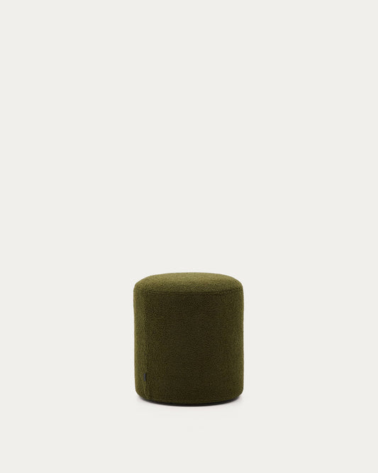 Pouf sfoderabile Kaeli in tessuto bouclé verde Ø 43 cm