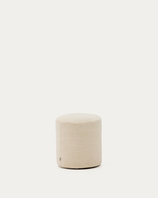 Pouf sfoderabile Kaeli in tessuto bouclé écru Ø 43 cm