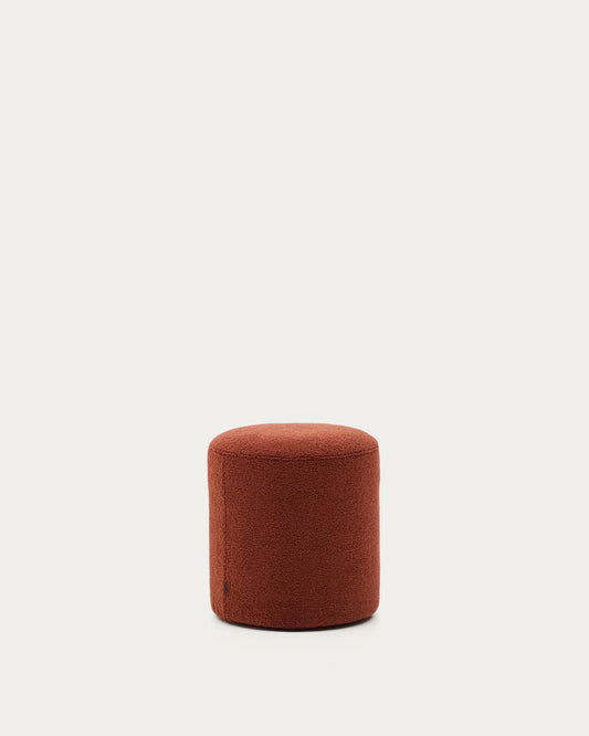 Pouf sfoderabile Kaeli in tessuto bouclé terracotta Ø 43 cm