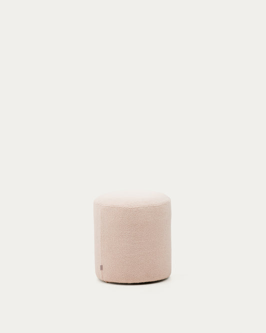 Pouf sfoderabile Kaeli in tessuto bouclé rosa Ø 43 cm
