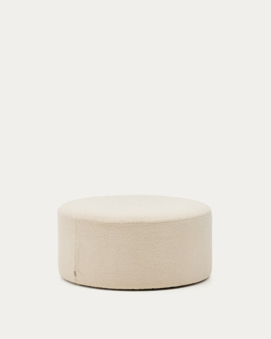Pouf sfoderabile Kaeli in tessuto bouclé écru Ø 90 cm