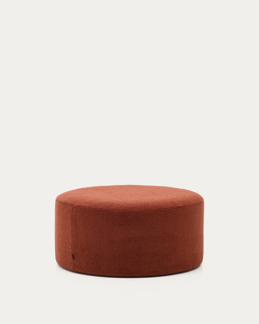 Pouf sfoderabile Kaeli in tessuto bouclé terracotta Ø 90 cm