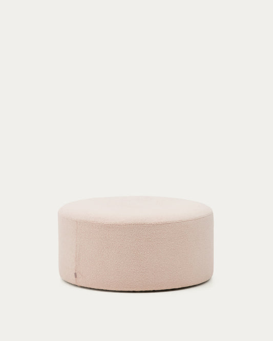 Pouf sfoderabile Kaeli in tessuto bouclé rosa Ø 90 cm