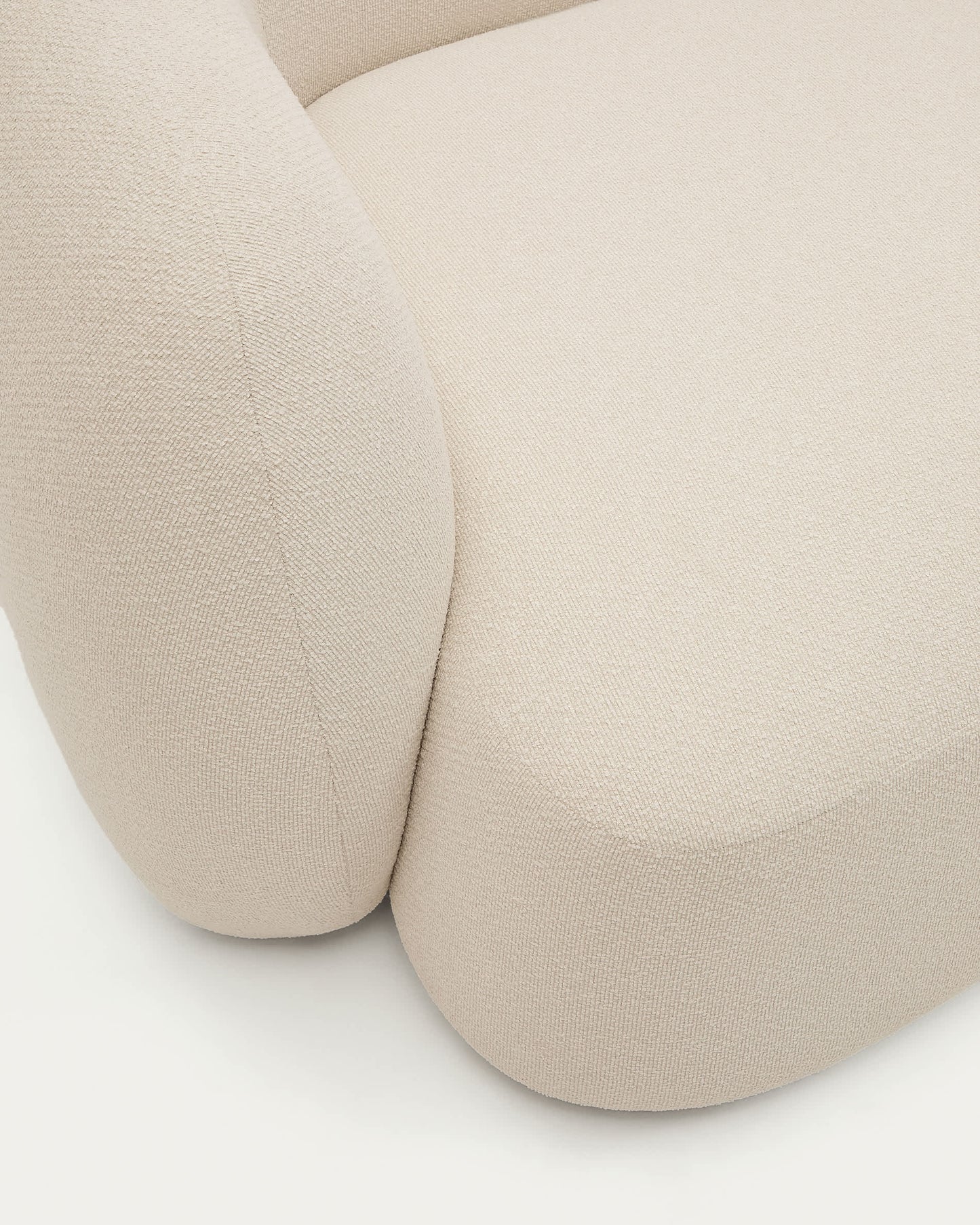 Divano modulare Martina 2 posti con chaise longue a destra ciniglia écru 230 cm