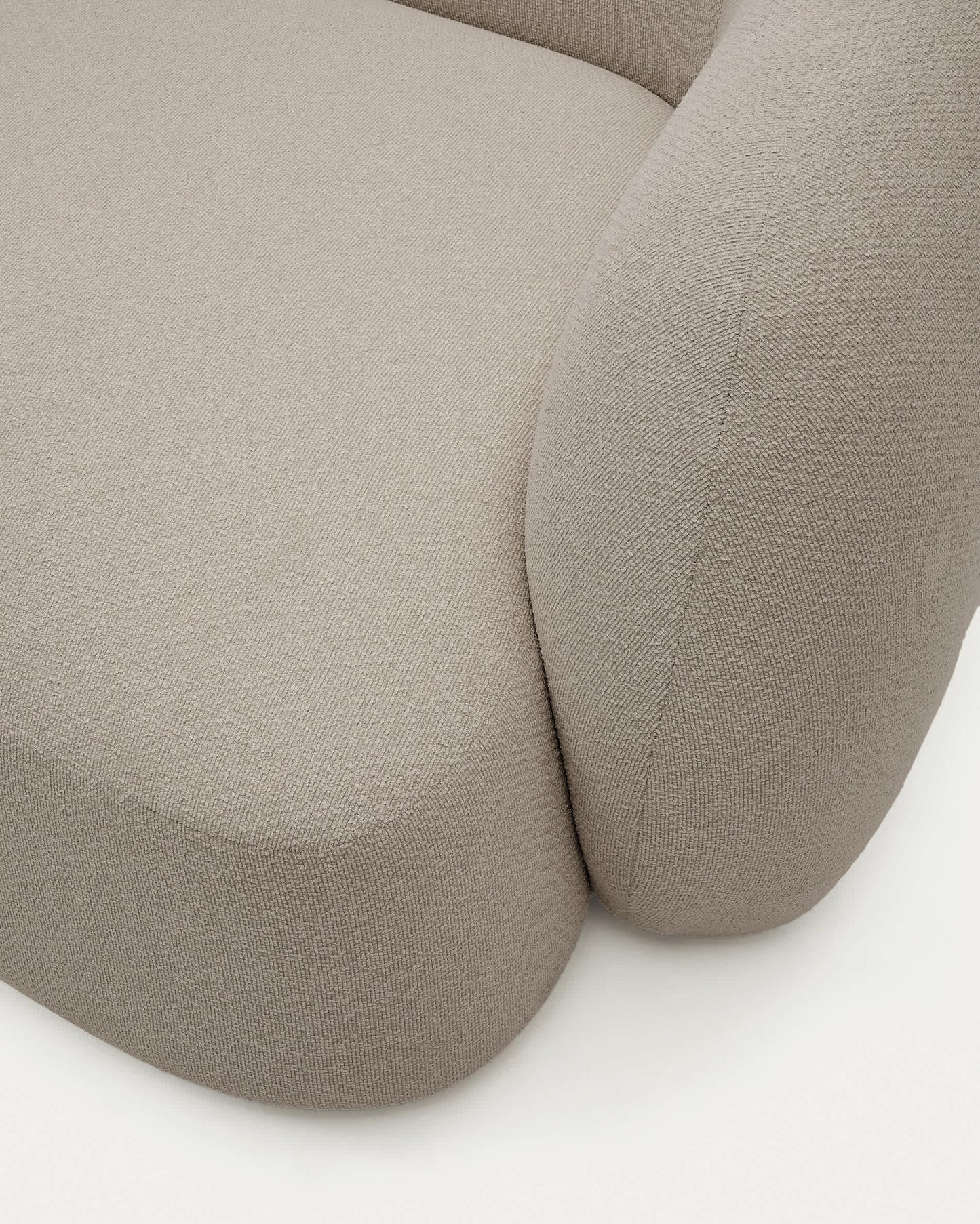 Divano modulare Martina a 2 posti in ciniglia con chaise longue sinistra color pietra 230 cm