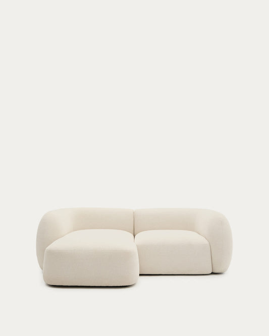 Divano modulare Martina 2 posti con chaise longue a sinistra ciniglia écru 230 cm
