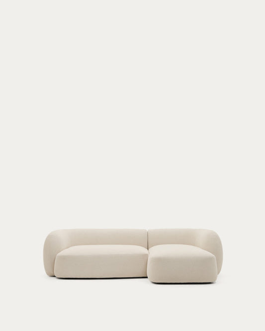 Divano modulare Martina 3 posti con chaise longue destra ciniglia écru 287 cm