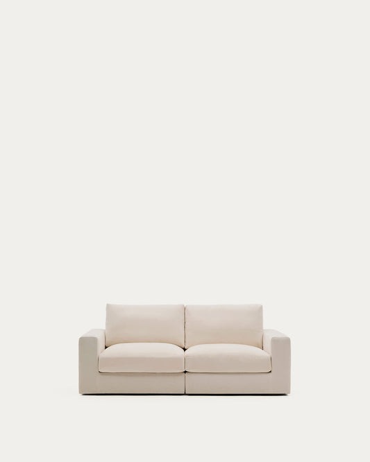 Divano modulare Alea 3 posti sfoderabile in ciniglia beige 220 cm