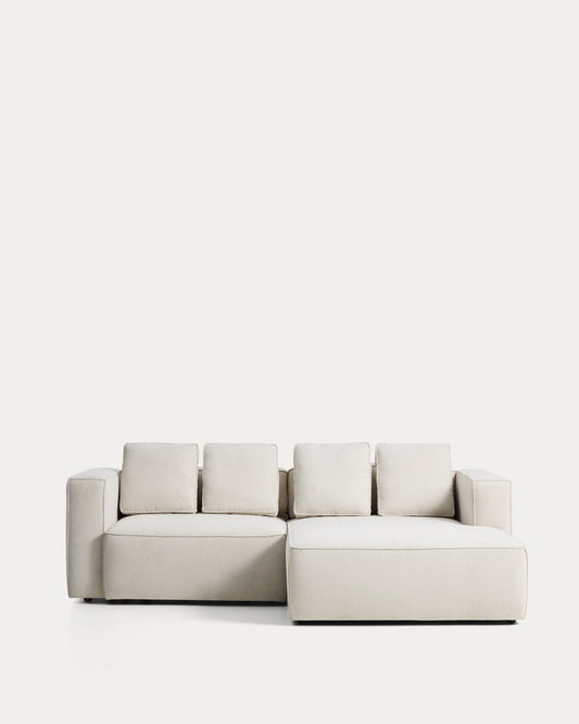 Divano letto Marela 3 posti con chaise longue destra in ciniglia beige 236 cm