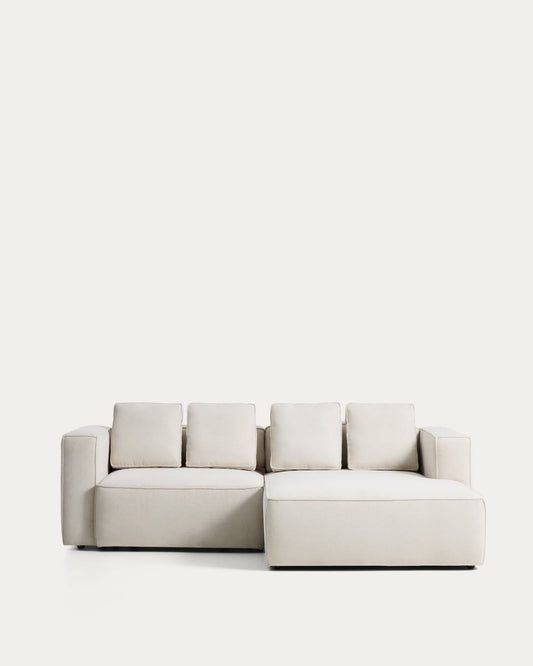 Divano letto Marela 3 posti con chaise longue destra in ciniglia beige 236 cm