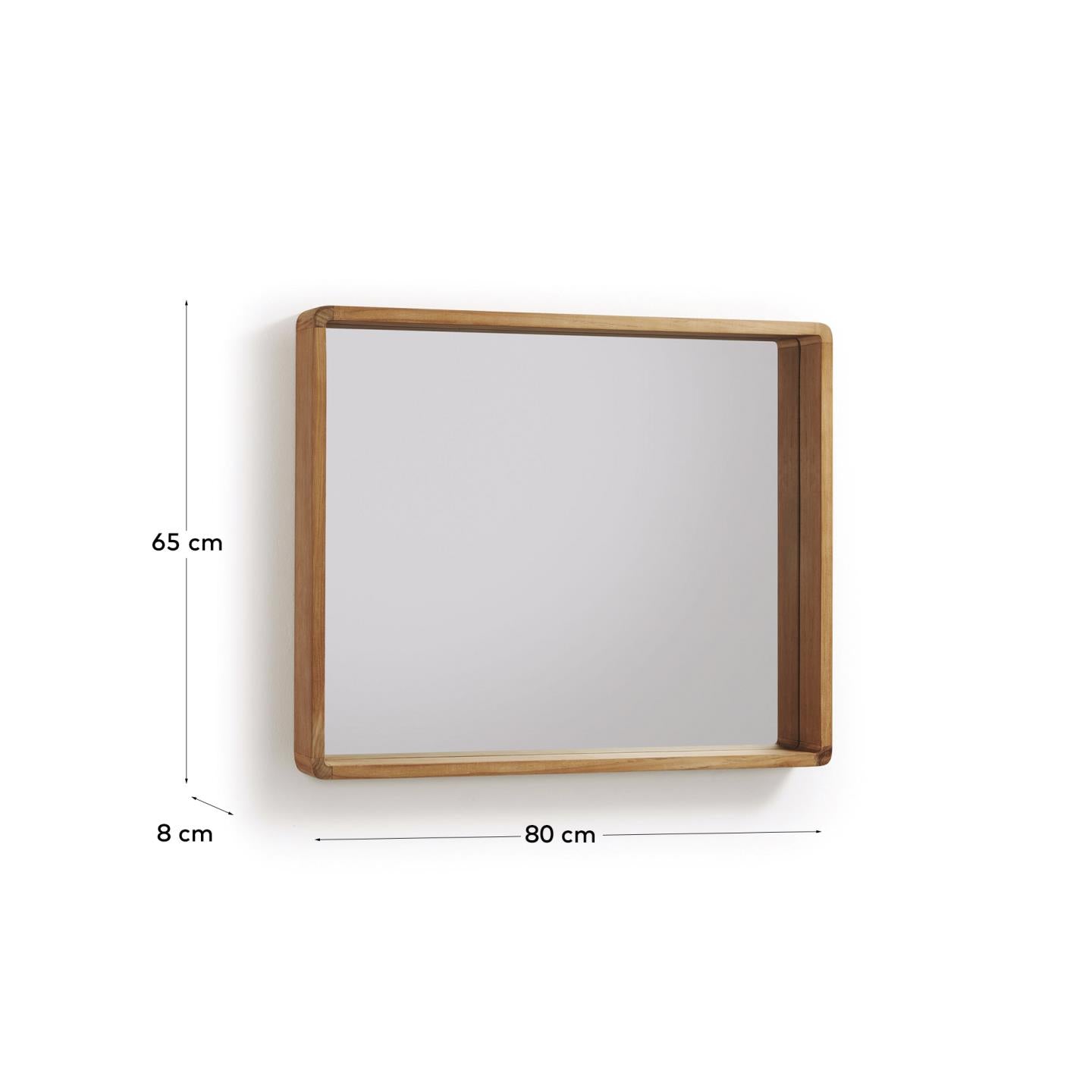 Specchio Kuveni in legno massiccio di teak 80 x 65 cm