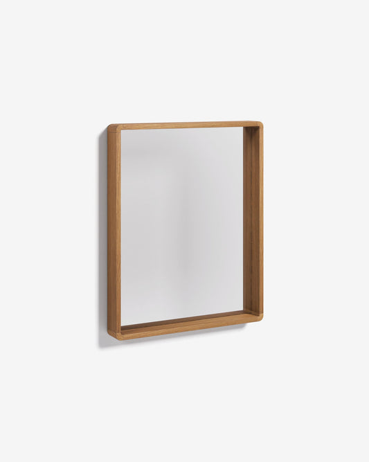 Specchio Kuveni in legno massiccio di teak 80 x 65 cm