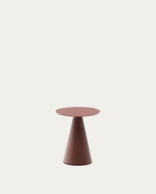 Tavolino d’appoggio Wilshire in vetro temperato smerigliato e acciaio verniciato terracotta satinato Ø35cm