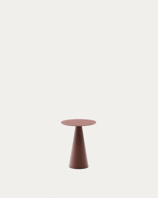 Tavolino d’appoggio Wilshire in vetro temperato smerigliato e acciaio verniciato terracotta satinato Ø30cm