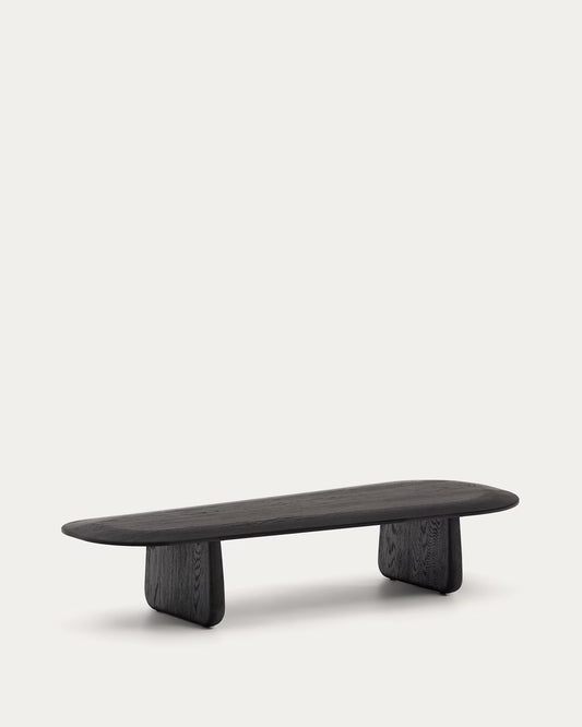 Tavolino salotto Pirita di legno massello di rovere con finitura nero 146 x 56,5 cm