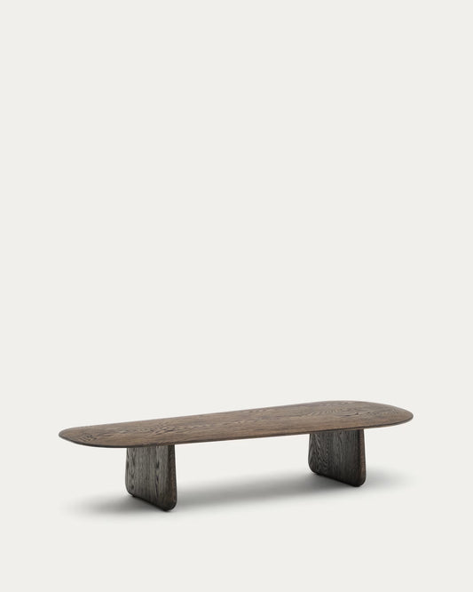 Tavolino salotto Pirita di legno massello di rovere con finitura scura 146 x 56,5 cm