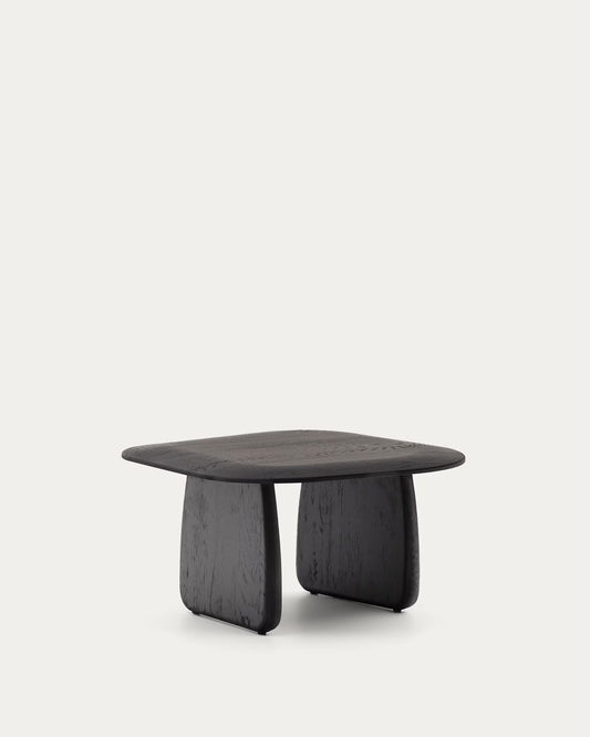 Tavolino Pirita di legno massello di rovere con finitura nero 70,6 x 70 cm