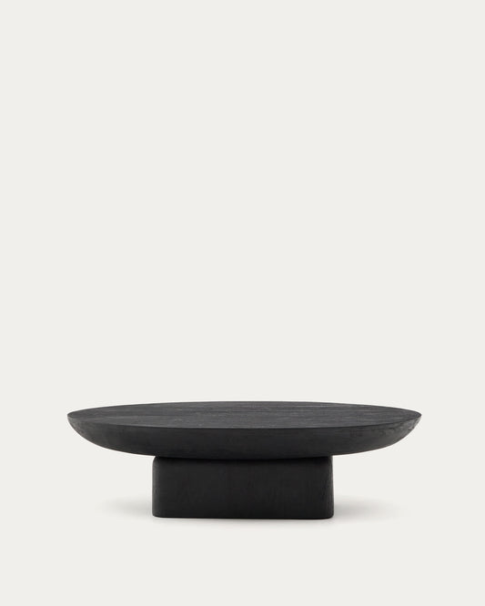 Tavolino da appoggio Ovak in legno massiccio di acacia con finitura nera 140 x 70 cm