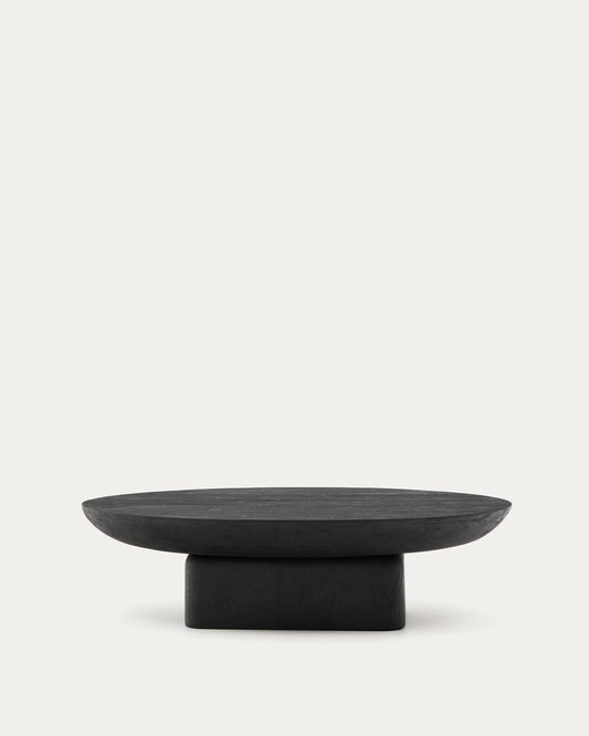 Tavolino da appoggio Ovak in legno massiccio di acacia con finitura nera 140 x 70 cm